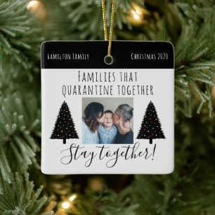 Modern White Quarantine Photo Funny Christmas 2020 Ceramic Ornament