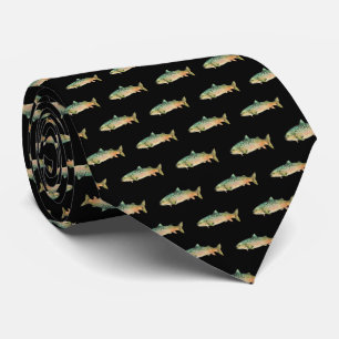Modern White Rainbow Trout Fish  Fisherman Neck Ti Tie