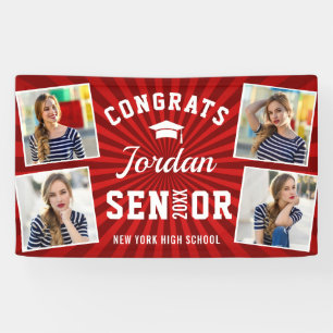 Modern White Red Graduation class of 2021 PHOTO Banner