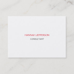 Modern White Red Grey Minimalist Professional Business Card