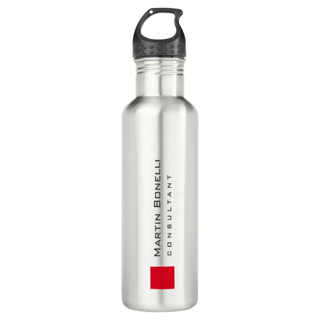 Modern White Red Simple Consultant 710 Ml Water Bottle (Front)