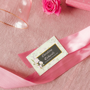 Modern White Rose Floral Logo Business Card