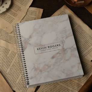 Modern White & Rose-Gold Faux Marble Notebook