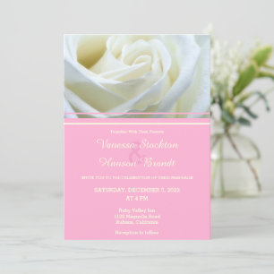 Modern White Rose Wedding Invitation