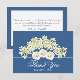 Modern White Roses Bridal Shower Thank You Card