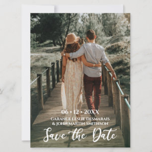 Modern White Sage Green Fresh Spring Photo Wedding Invitation