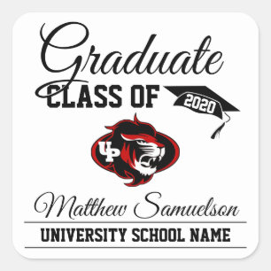 Modern White School GRADUATION add LOGO Square Sticker