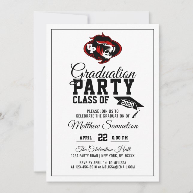 Modern White School GRADUATION Party | add LOGO Invitation (Front)