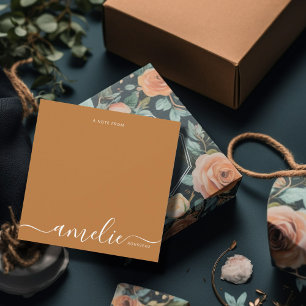 Modern White Script Calligraphy Monogram Copper Card