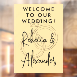 Modern White Script Couples Names Wedding Welcome