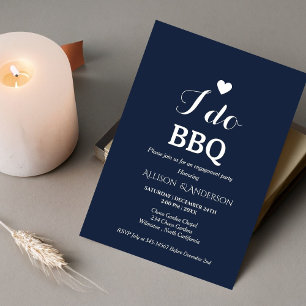 Modern white script i do bbq engagement party  invitation