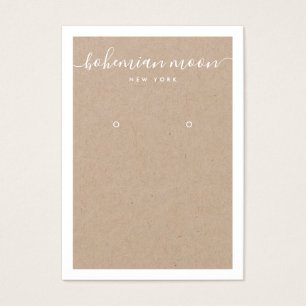 Modern white script kraft earring display card