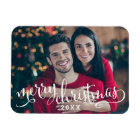 Modern White Script Merry Christmas Photo
