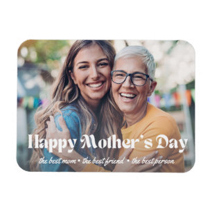 modern white script mothers day photo minimal chic magnet