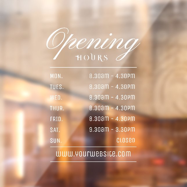 Modern White Script  Opening Hours (Sheet 2)