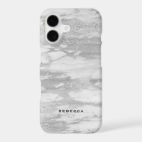 Modern White & Silver faux Glitter Marble