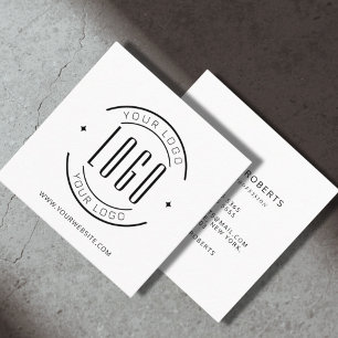 Modern white simple add your logo square business card