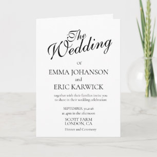 Modern White Simple Wedding Folded Greeting Card
