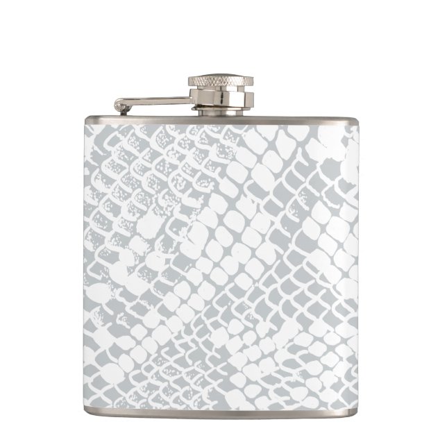 Modern White Snake Skin Print Flask (Front)