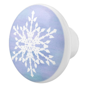 Modern White Snowflake Christmas Ceramic Knob