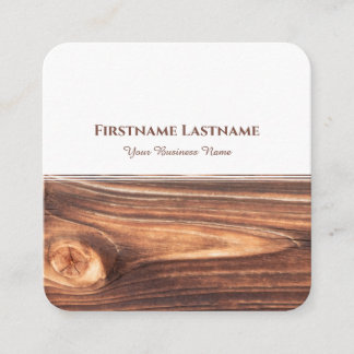 Modern white stripes wood interior design elegant square business card