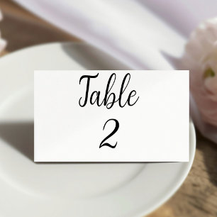 Modern  white table number wedding place card