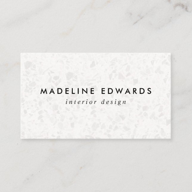 Modern White Terrazzo Business Card (Front)