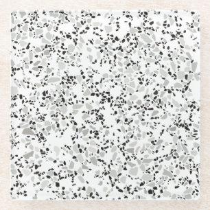 Modern White Terrazzo Glass Coaster