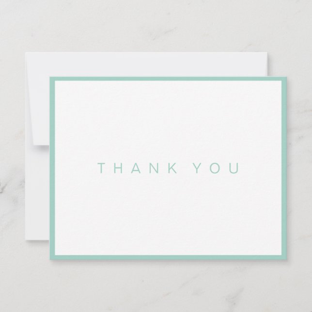 Modern White Thank You Card with Teal Border (Front)