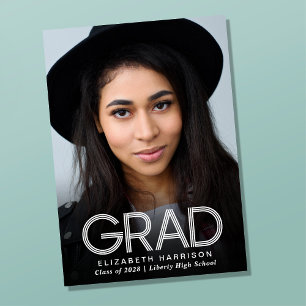 Modern White Typography Photo Graduation Announcement