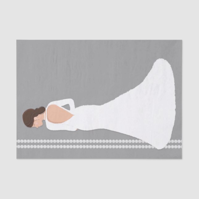 Modern White Wedding Dress Bling Bridal Shower Tissue Paper (Front)