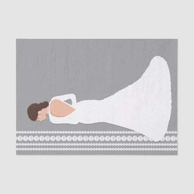 Modern White Wedding Dress& Pearls Bridal Shower Tissue Paper (Front)