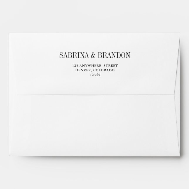 Modern White Wedding Envelope Return Address (Back (Top Flap))