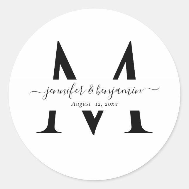 Modern White Wedding Monogram Envelope Seals (Front)