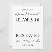 Modern White Wedding Reserved Table Tent Sign