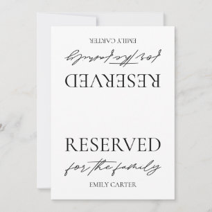 Modern White Wedding Reserved Table Tent Sign Invitation