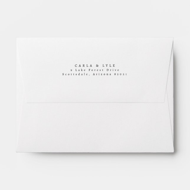 Modern White Wedding Return Address Envelope (Back (Top Flap))