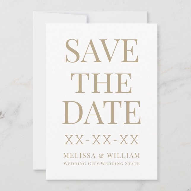 Modern White Wedding Save The Date (Front)