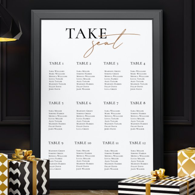 Modern White Wedding Seating Chart Guest Names (Creator Uploaded)