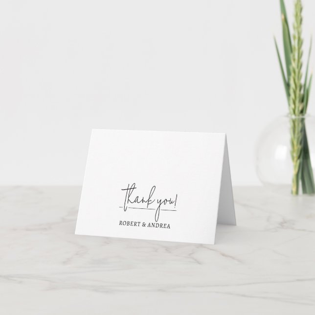 Modern White Wedding Thank You Note Card (Front)