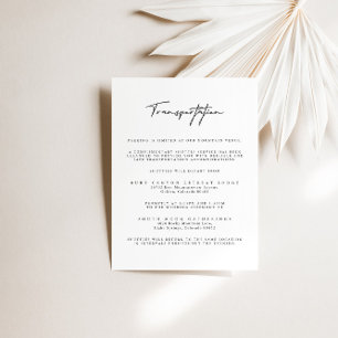 Modern White Wedding Transportation Enclosure Card