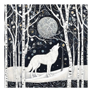 Modern White Winter Wolve  Photo Print