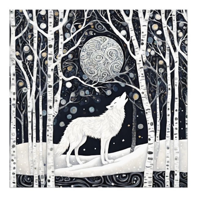 Modern White Winter Wolve  Photo Print (Front)