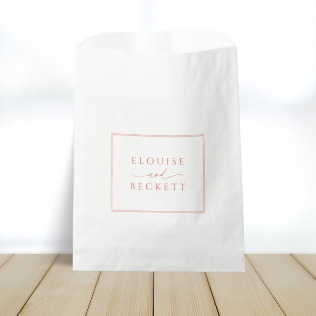 Modern White with Orange Wedding  Favour Bags (Creator Uploaded)