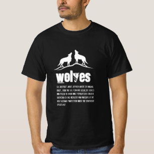 Modern white wolves and text for him black T-Shirt