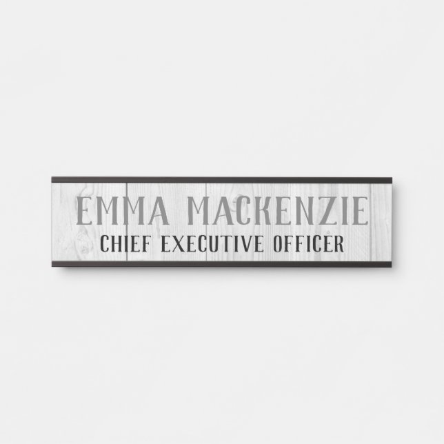 Modern White Wood Hanging Door Sign Name Plate (Front)