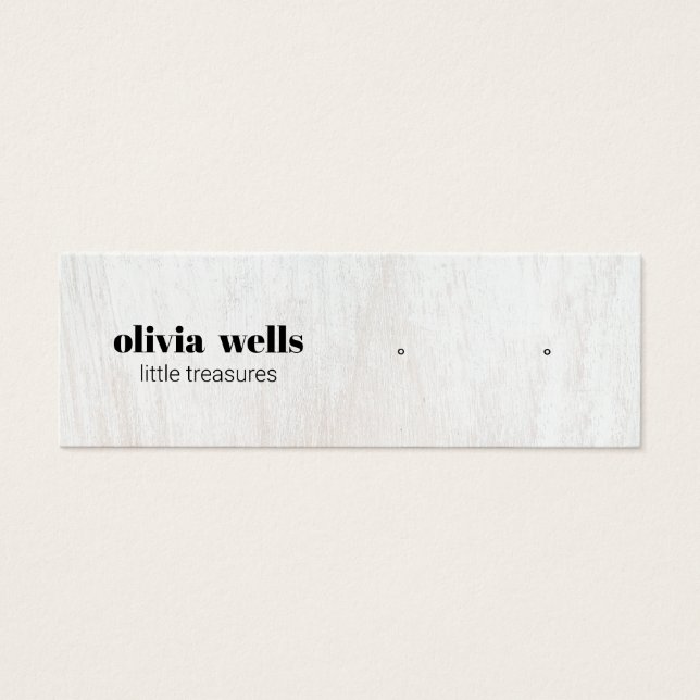 Modern  White Wood  Stud Earring  Display Card (Front)