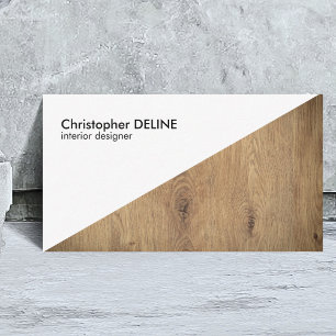 Modern White Wooden Geometric Interior Designer Business Card