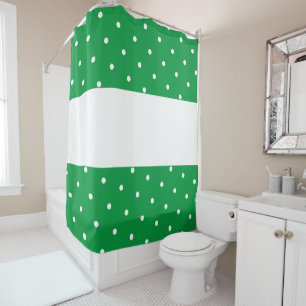 Modern Wide Kelly Green White Stripes Dainty Dots Shower Curtain