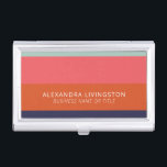 Modern Wide Stripes in Blue and Coral Orange  Business Card Holder<br><div class="desc">Modern Wide Stripes in Blue and Coral Orange Business Card Case</div>